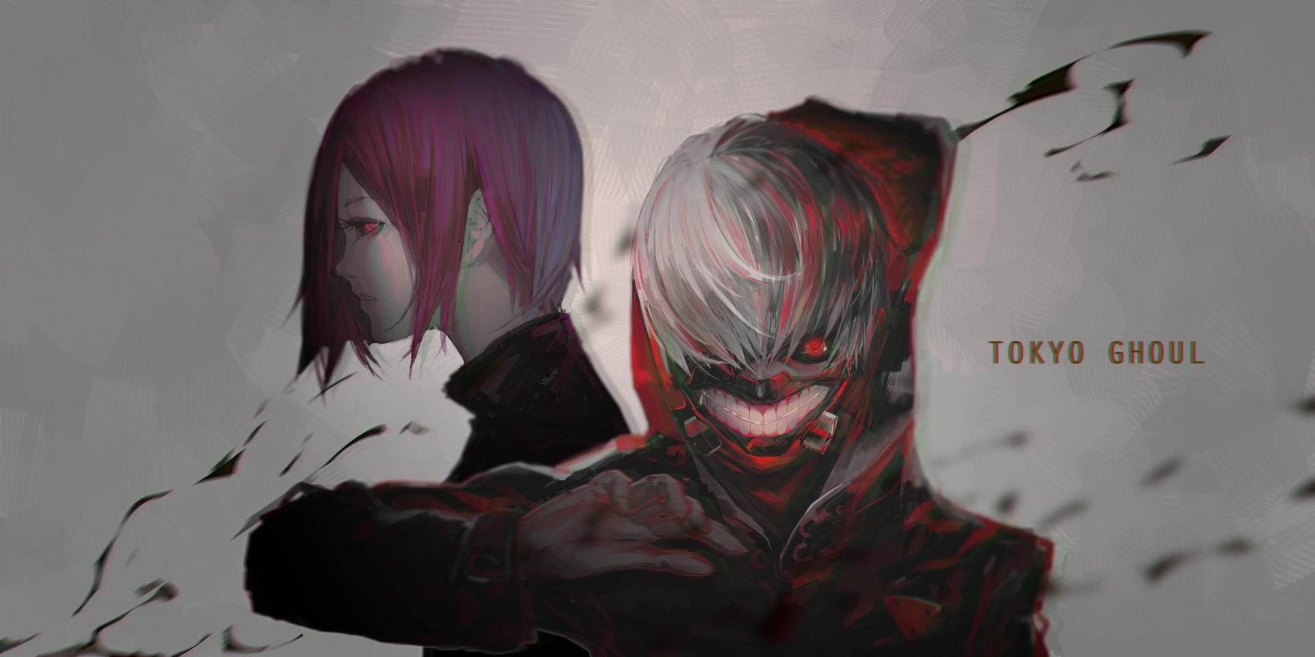 4K Ultra HD Tokyo Ghoul wallpaper featuring anime characters Touka Kirishima and Ken Kaneki with dark, intense tones on a PC desktop background.