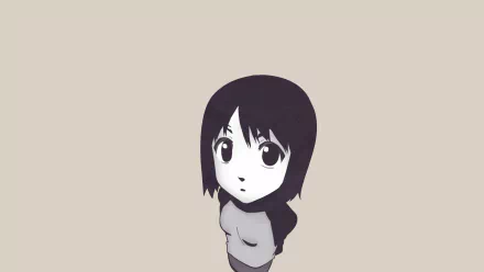 Anime-style chibi girl from Welcome to the N.H.K. gazes upward on a minimalist beige field — HD PC desktop wallpaper and background.