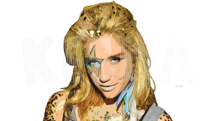 HD PC desktop wallpaper featuring a stylized portrait of singer Kesha with artistic face paint and vibrant colors.