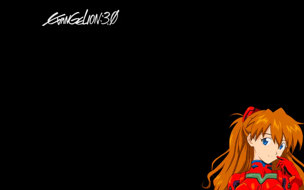 Asuka Langley Soryu in red plugsuit at lower right against black background, Evangelion: 3.0 You Can (Not) Redo logo top left — 4K Ultra HD PC desktop wallpaper.