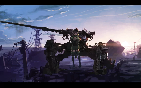 sunset short hair military cannon Anime Original anime sunset military anime HD Desktop Wallpaper | Background Image