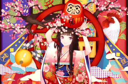 yukata long hair purple eyes Anime Original HD Desktop Wallpaper | Background Image