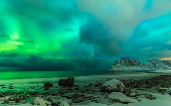 Earth Aurora Borealis Nature Lake Winter Cloud Sky HD Wallpaper | Background Image