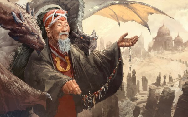 Fantasy Shaman Dragon Path Building Oriental HD Wallpaper | Background Image