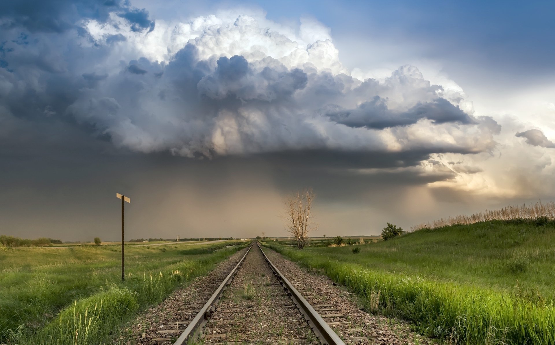 Download Nature Cloud Sky Horizon Landscape Man Made Railroad HD ...