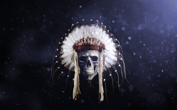 Dark Skull Native American Feather HD Wallpaper | Background Image