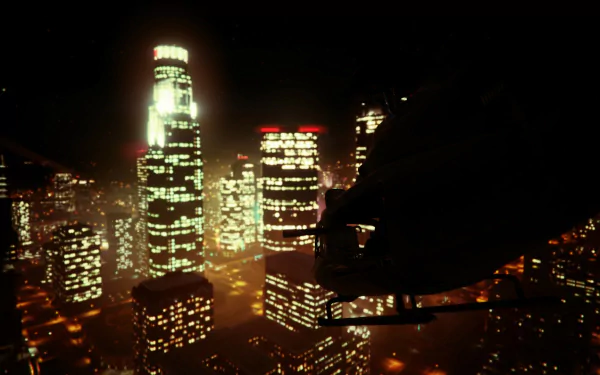 city helicopter skyscraper Los Santos video game Grand Theft Auto V HD Desktop Wallpaper | Background Image