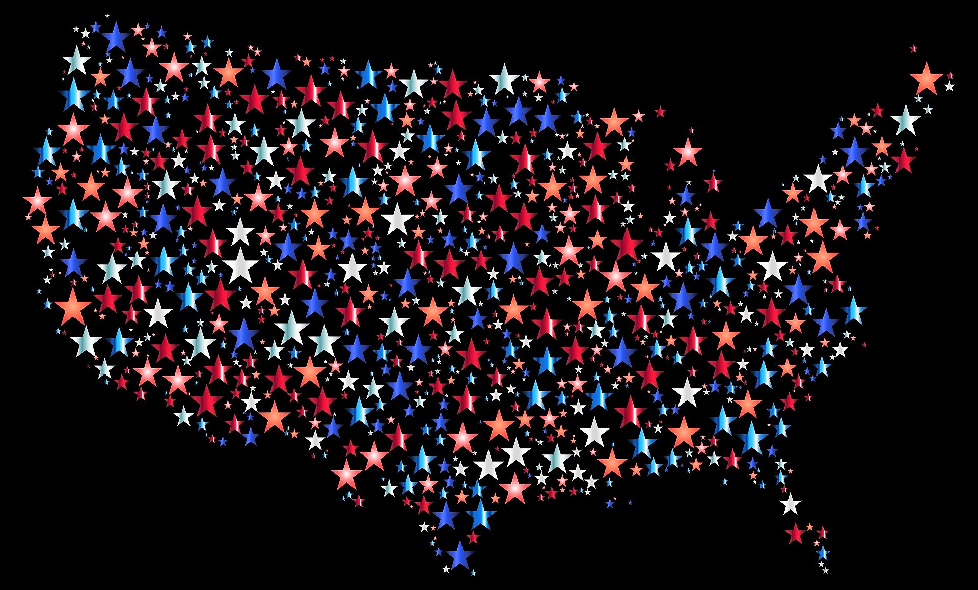 Red, White, and Blue Star Map of the United States