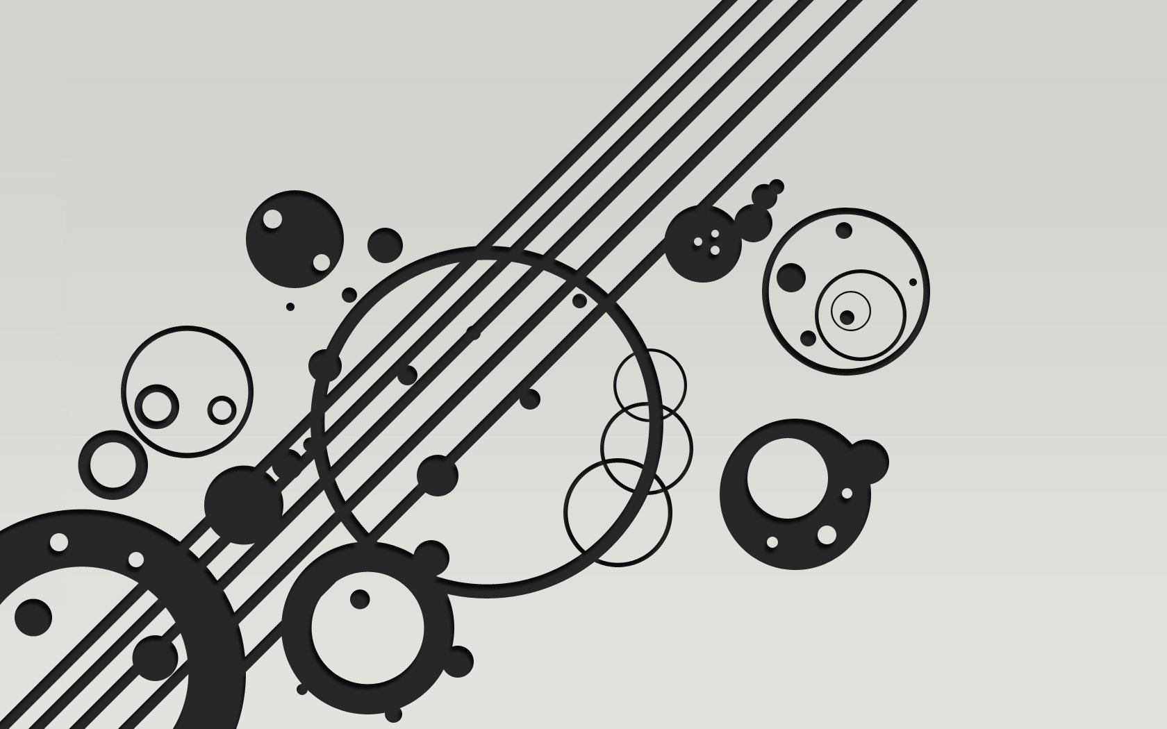 An abstract artistic design featuring black lines and various circles on a light background, creating a striking HD wallpaper and background for any desktop.