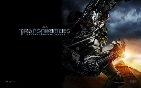 High-definition wallpaper featuring Megatron from the movie Transformers: Revenge of the Fallen, showcasing his menacing figure against a dramatic background.