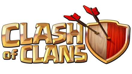 HD Clash of Clans desktop wallpaper featuring the game's logo with a shield and crossed arrows.