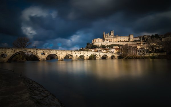 Man Made Town Towns Bridge France Beziers River HD Wallpaper | Background Image
