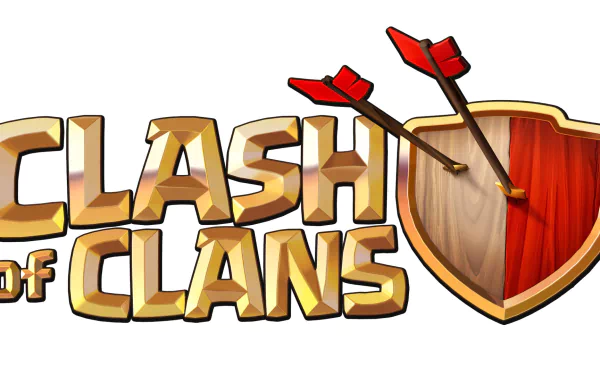 HD Clash of Clans desktop wallpaper featuring the game's logo with a shield and crossed arrows.