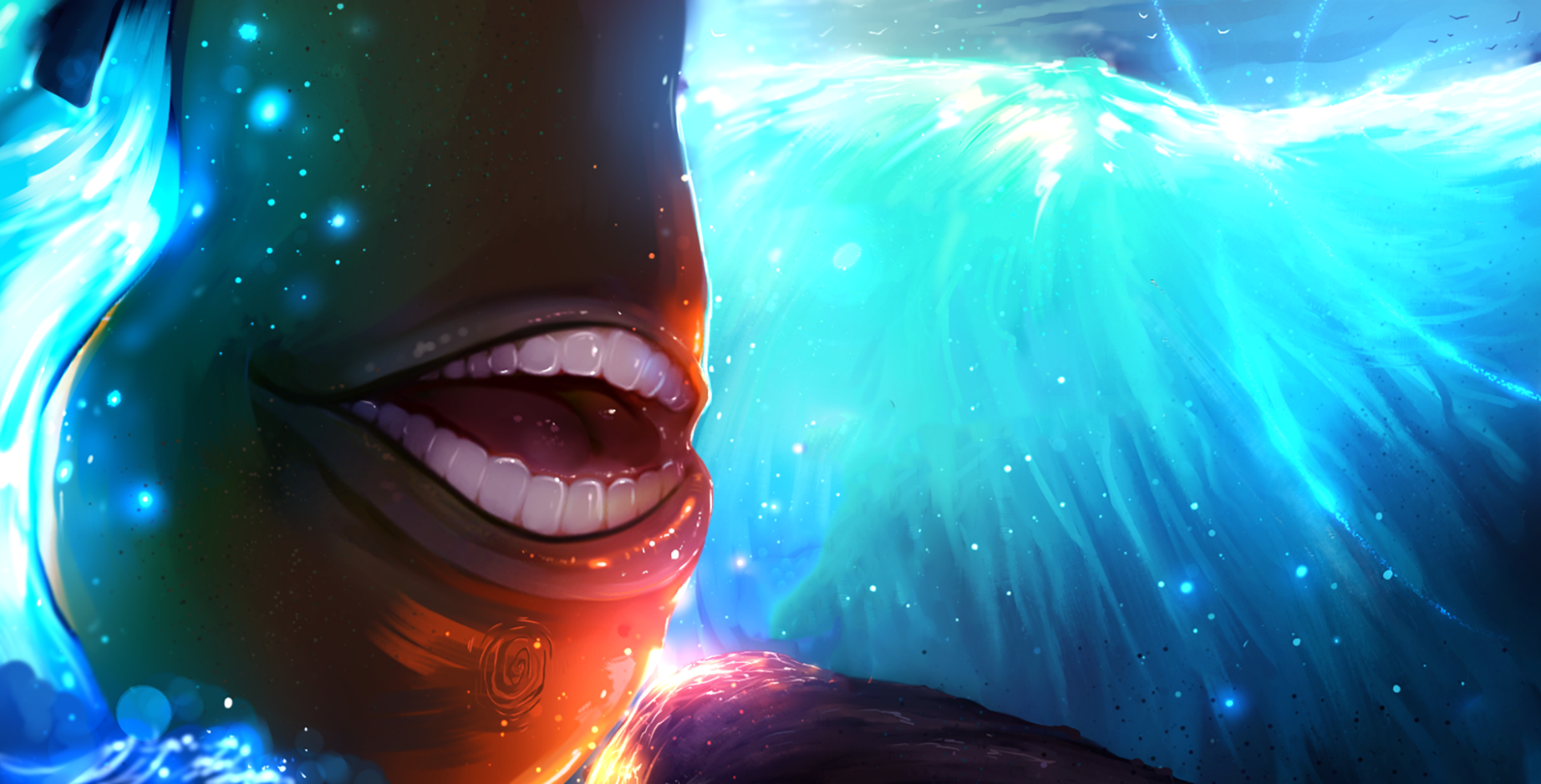 Download Giant Light Wave Teeth Pear Funny Fantasy Creature Wallpaper by Benjamin Cehelsky