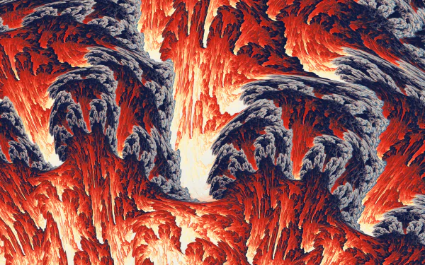 HD desktop wallpaper featuring an abstract design resembling vibrant lava flows with dark smoky swirls, creating a dynamic and intense visual effect.
