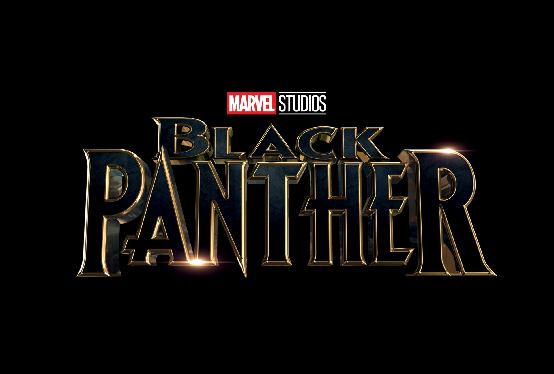 HD desktop wallpaper featuring the Black Panther logo from Marvel Studios, set against a black background.