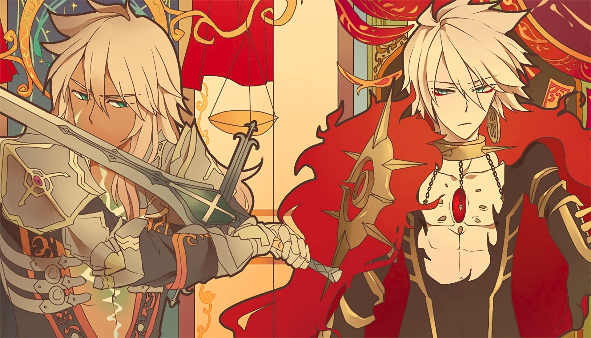 Fate/Apocrypha HD Wallpaper: Epic Duel of Red Lancer & Black Saber
