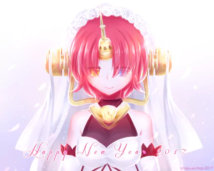 HD PC wallpaper featuring Berserker of Black from the anime Fate/Apocrypha, showcasing her vibrant red hair and distinctive golden accessories in a soft, glowing style.