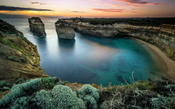 horizon cliff sea ocean coast nature cove HD Desktop Wallpaper | Background Image
