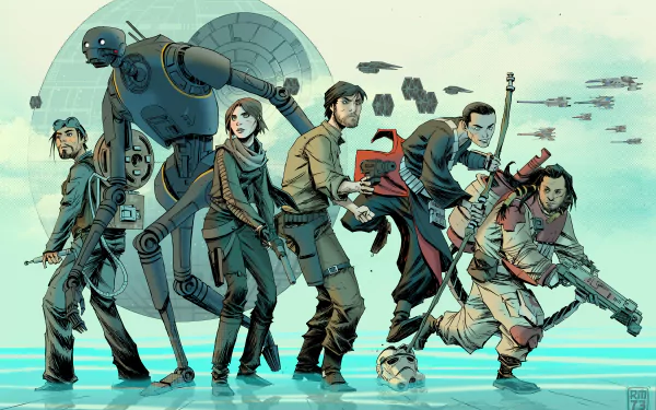 Bodhi Rook Baze Malbus Chirrut Îmwe Cassian Andor Jyn Erso K-2SO Star Wars movie Rogue One: A Star Wars Story HD Desktop Wallpaper | Background Image
