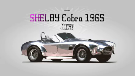 Silver 1965 Shelby Cobra vintage Chevrolet classic car showcased on a sleek HD desktop wallpaper background.