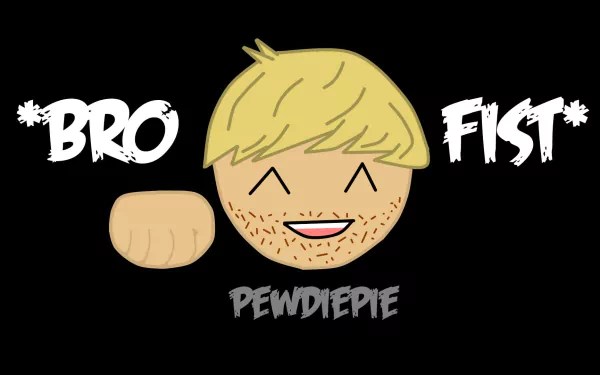 HD desktop wallpaper featuring a cartoon-style image with the text BRO FIST and a representation associated with PewDiePie.