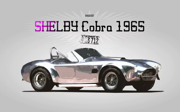 Silver 1965 Shelby Cobra vintage Chevrolet classic car showcased on a sleek HD desktop wallpaper background.