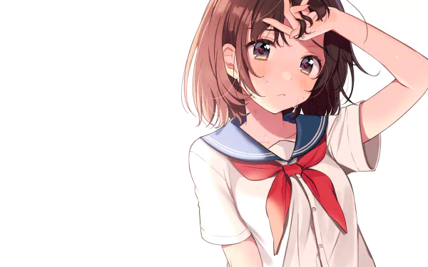 black eyes short hair school uniform schoolgirl Anime Original HD Desktop Wallpaper | Background Image