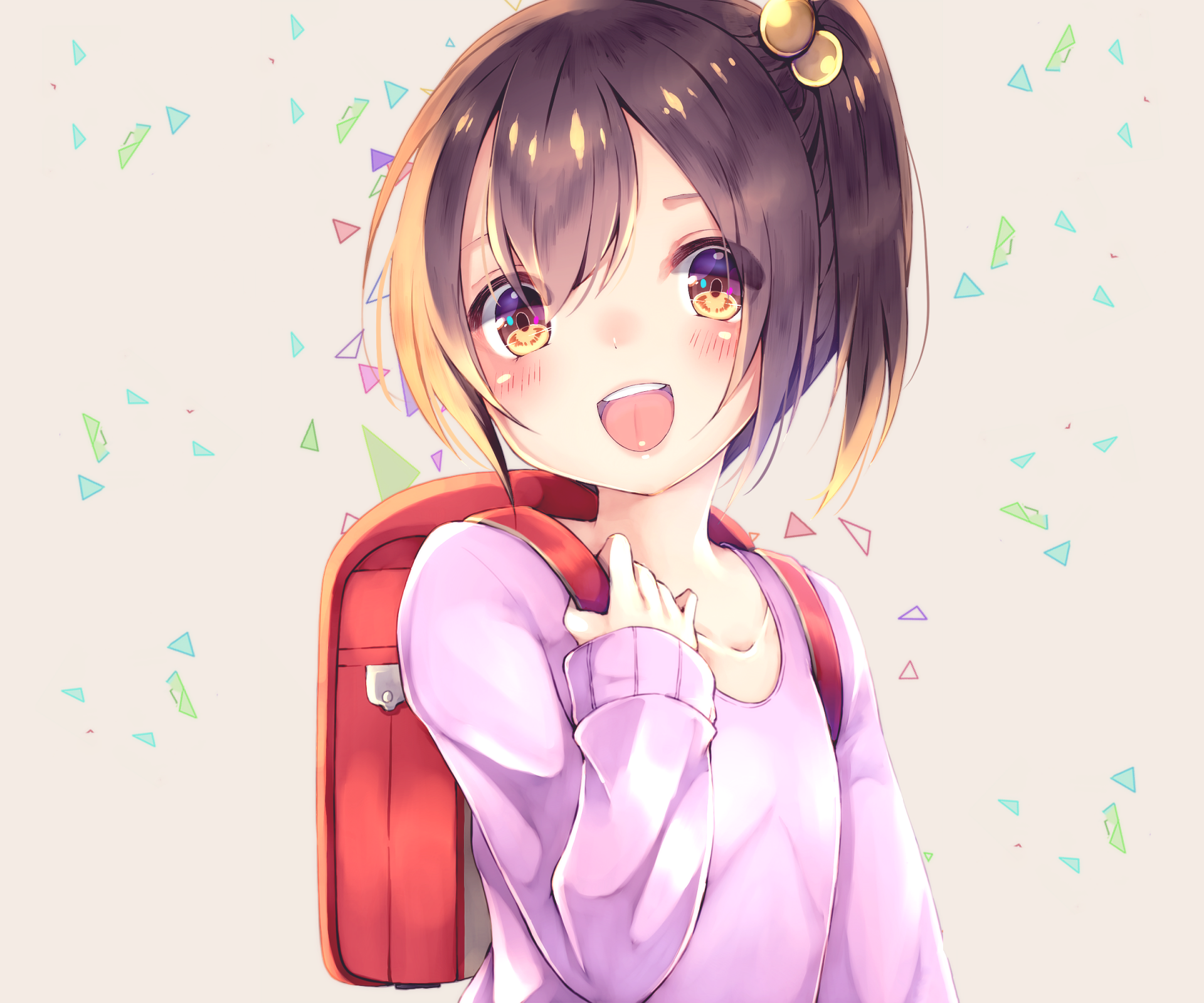 Download Child Bag Brown Hair Short Hair Anime Original HD Wallpaper by ちた