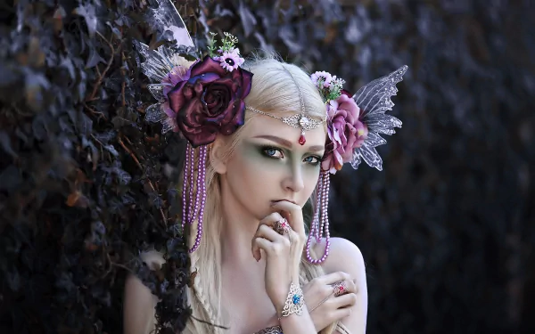  Girl with Flowers and Fairy Wings