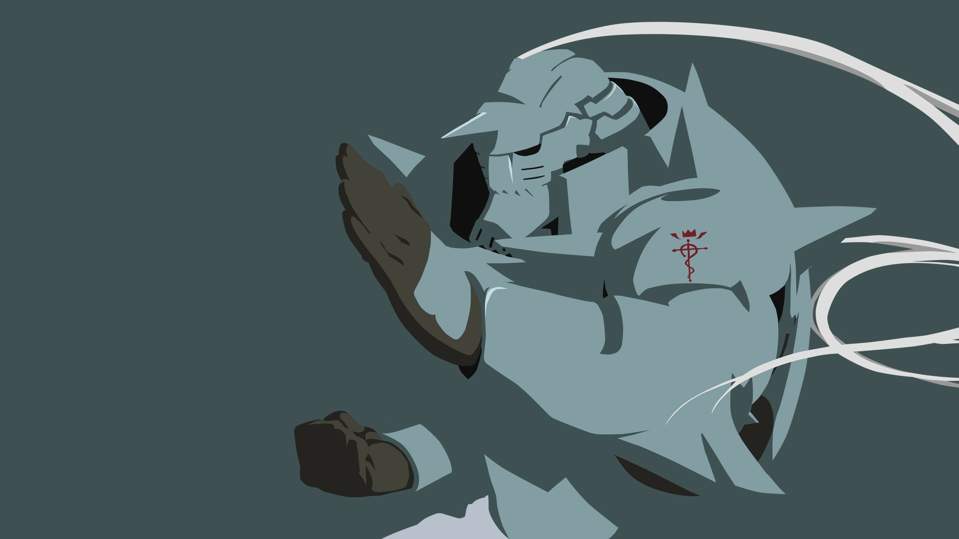 HD background image featuring the anime Fullmetal Alchemist, showing a stylized depiction of Alphonse Elric in his armored form.