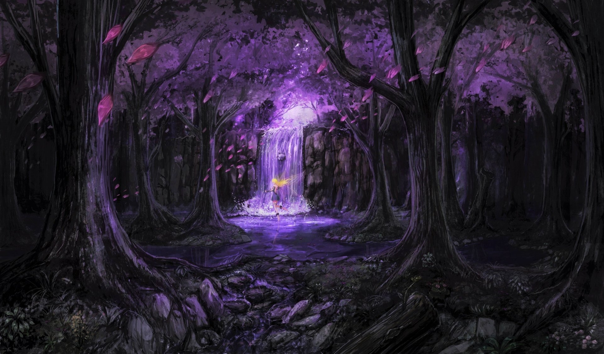 Fairy in Purple Fantasy Forest by そ よ 風