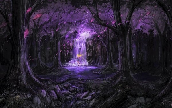Fantasy Wald Fee Lila Baum Magical Blondinen HD Wallpaper | Hintergrund
