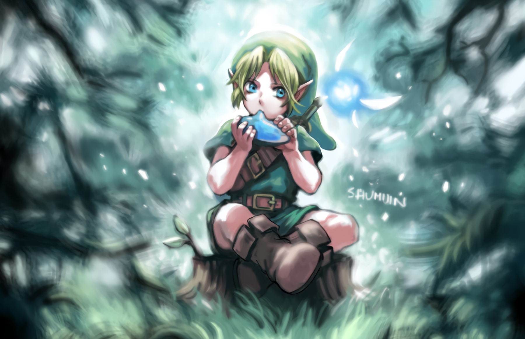 Wallpaper two, wound, Fan Art, Link, Zelda, The Legend of Zelda