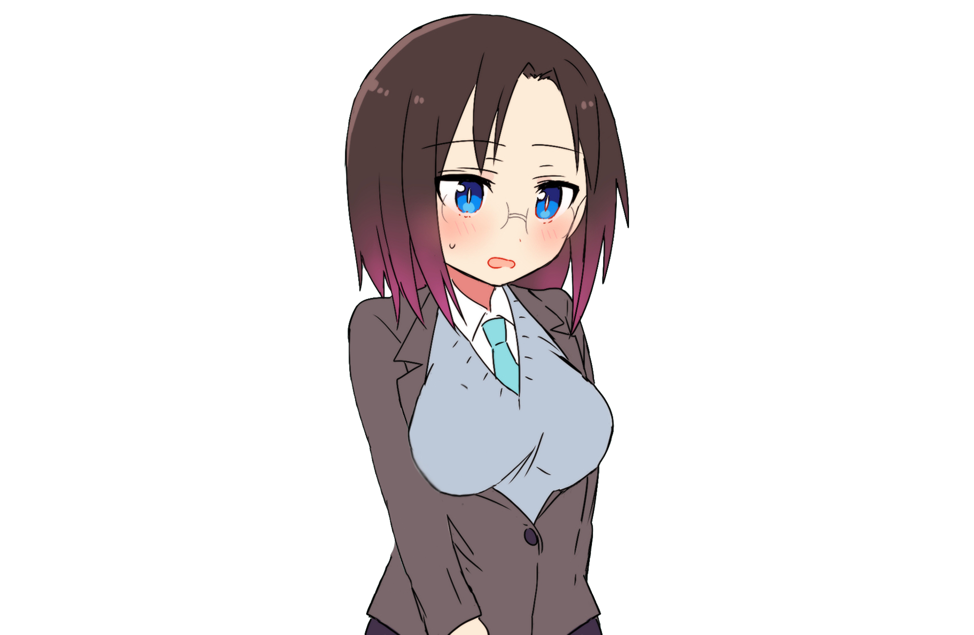 HD PC desktop wallpaper of Elma from the anime Miss Kobayashi's Dragon Maid, featuring her in a formal outfit with a neutral expression.