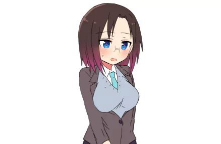 HD PC desktop wallpaper of Elma from the anime Miss Kobayashi's Dragon Maid, featuring her in a formal outfit with a neutral expression.