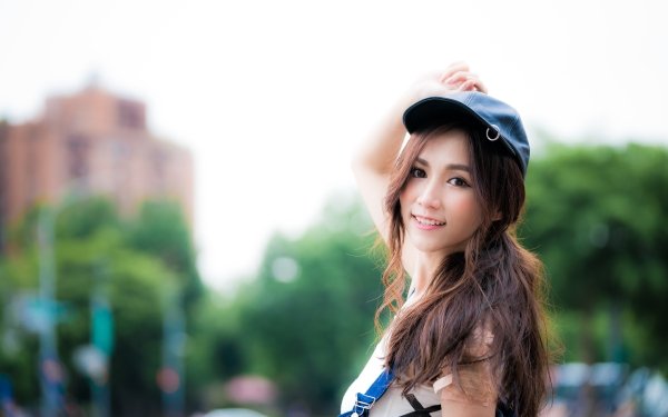 Women Asian Model Brunette Smile Depth Of Field Cap HD Wallpaper | Background Image