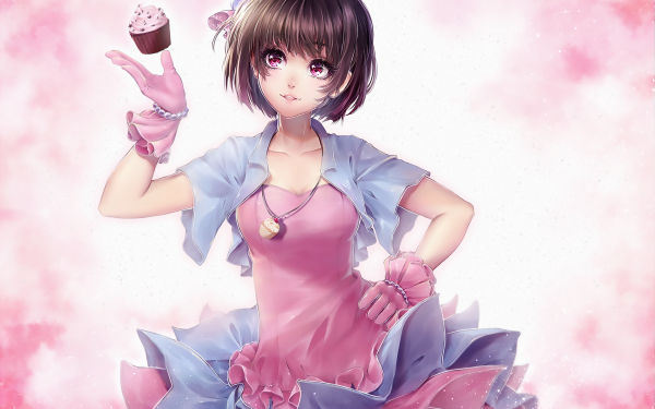 Anime Original Cupcake Short Hair Dress Red Eyes Ribbon HD Wallpaper | Background Image
