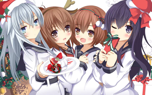 Ikazuchi (Kancolle) Inazuma (Kancolle) Hibiki (Kancolle) Akatsuki (KanColle) Anime Kantai Collection HD Desktop Wallpaper | Background Image