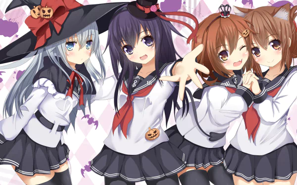Ikazuchi (Kancolle) Inazuma (Kancolle) Akatsuki (KanColle) Hibiki (Kancolle) Anime Kantai Collection HD Desktop Wallpaper | Background Image