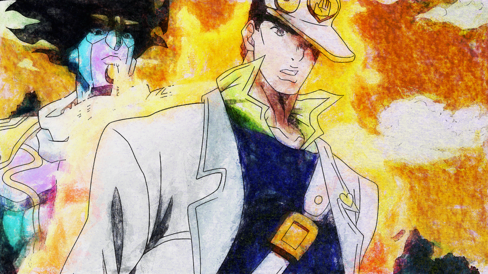 Download Star Platinum (Jojo's Bizarre Adventure) Jotaro Kujo Anime Jojo's Bizarre Adventure HD Wallpaper by Terumi Nishii