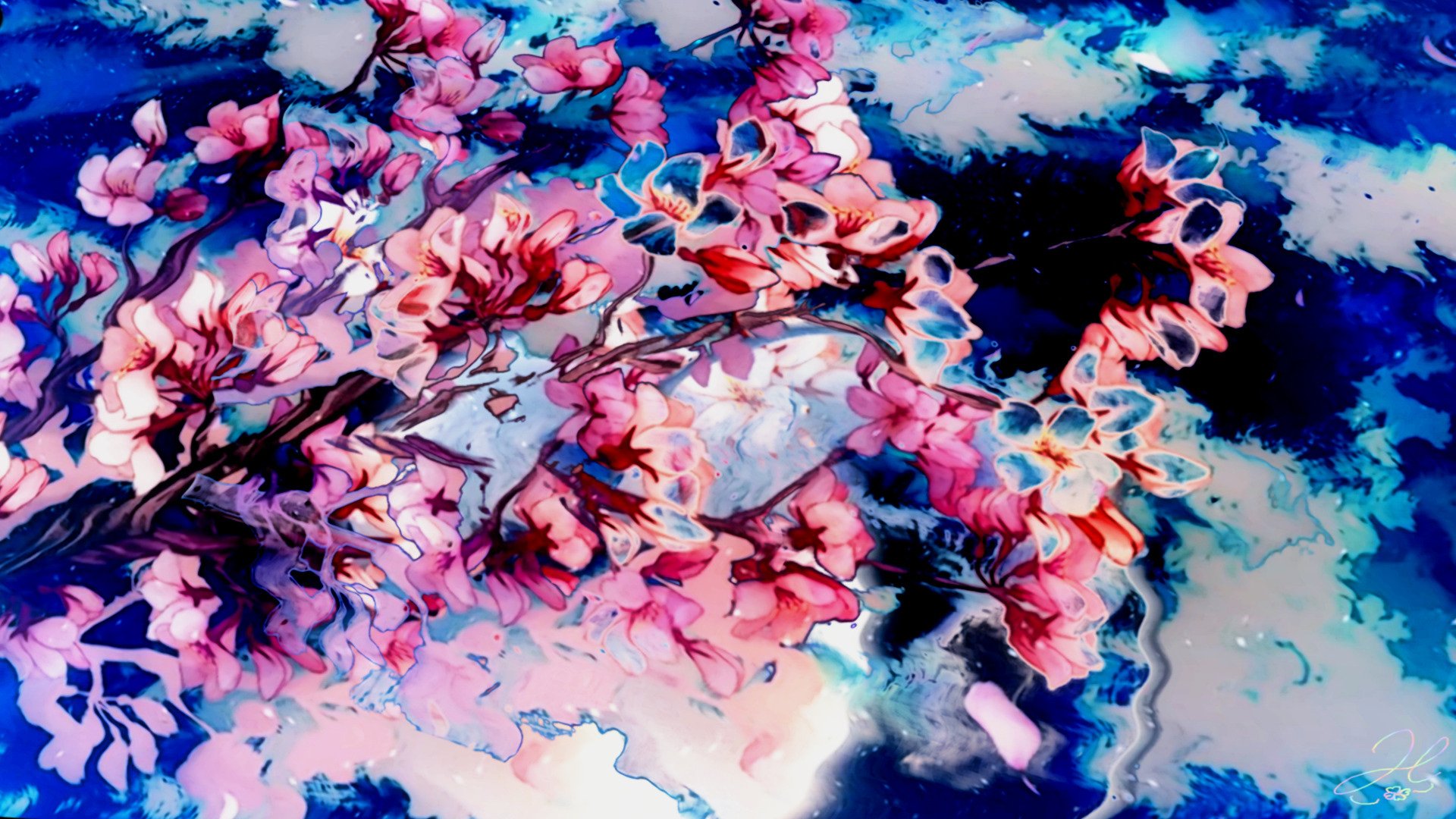 Download Reflection Water Flower Artistic Nature HD Wallpaper by HaruRyomaru86