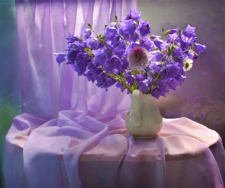 purple flower flower pitcher curtain photography still life HD Desktop Wallpaper | Background Image