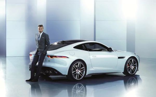 David Beckham white car car Jaguar (Car) vehicle Jaguar F-Type HD Desktop Wallpaper | Background Image