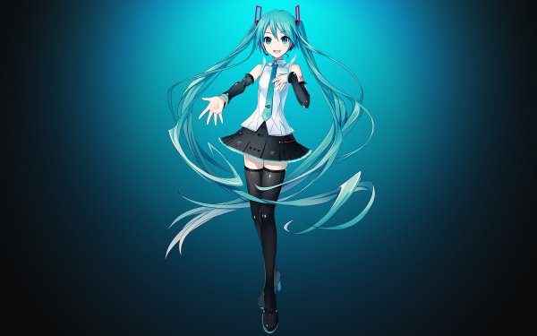 Anime Vocaloid Hatsune Miku Skirt Pantyhose Long Hair Blue Hair Blue Eyes Twintails HD Wallpaper | Background Image