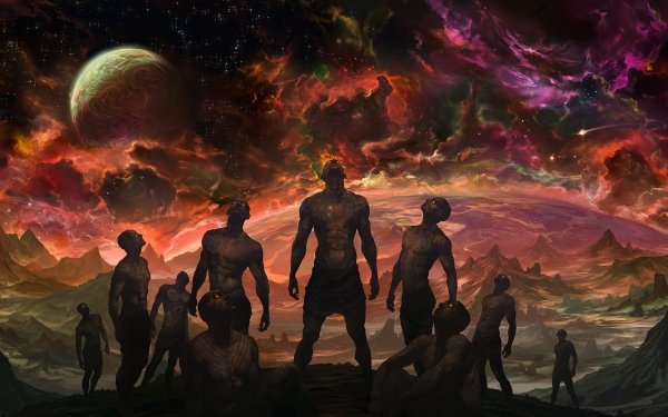 Sci Fi Men Tattoo Landscape Planet Nebula HD Wallpaper | Background Image