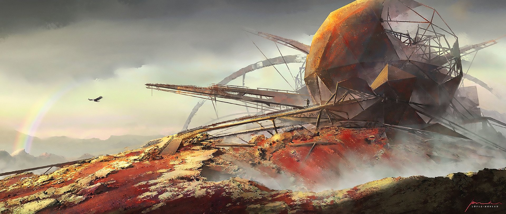 Download Rainbow Sci Fi Landscape Wallpaper by Jonás López Moreno