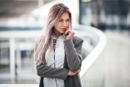 blonde depth of field woman model HD Desktop Wallpaper | Background Image