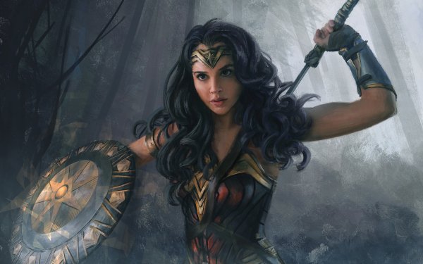 Movie Wonder Woman Gal Gadot Shield Woman Warrior Black Hair HD Wallpaper | Background Image