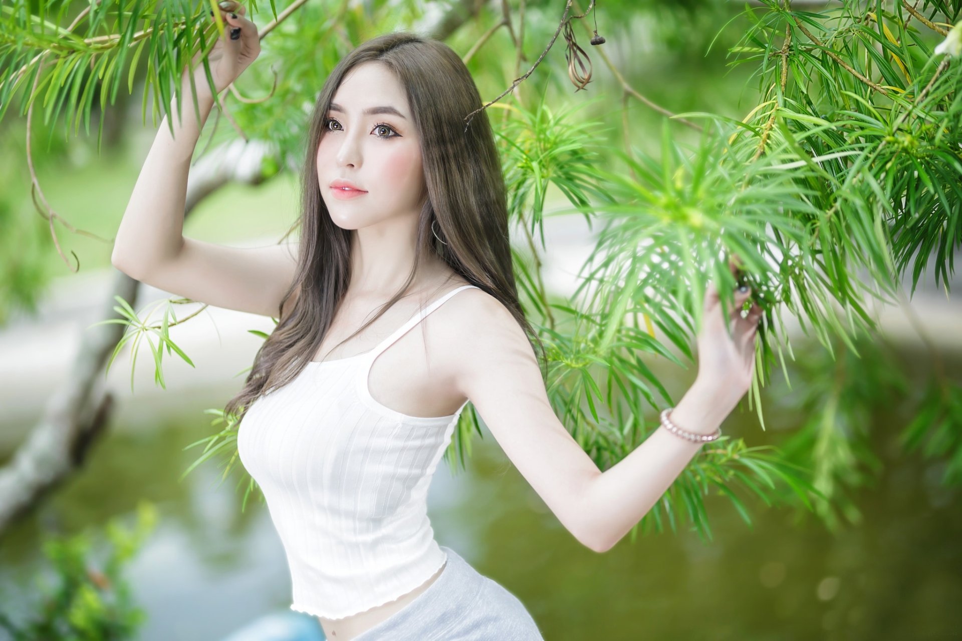 Download Depth Of Field Model Woman Asian HD Wallpaper